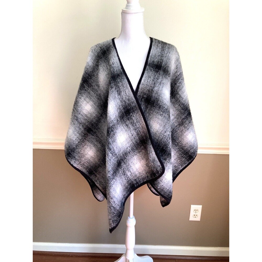 Cremieux Wool Blend Blanket Poncho Shawl One Size